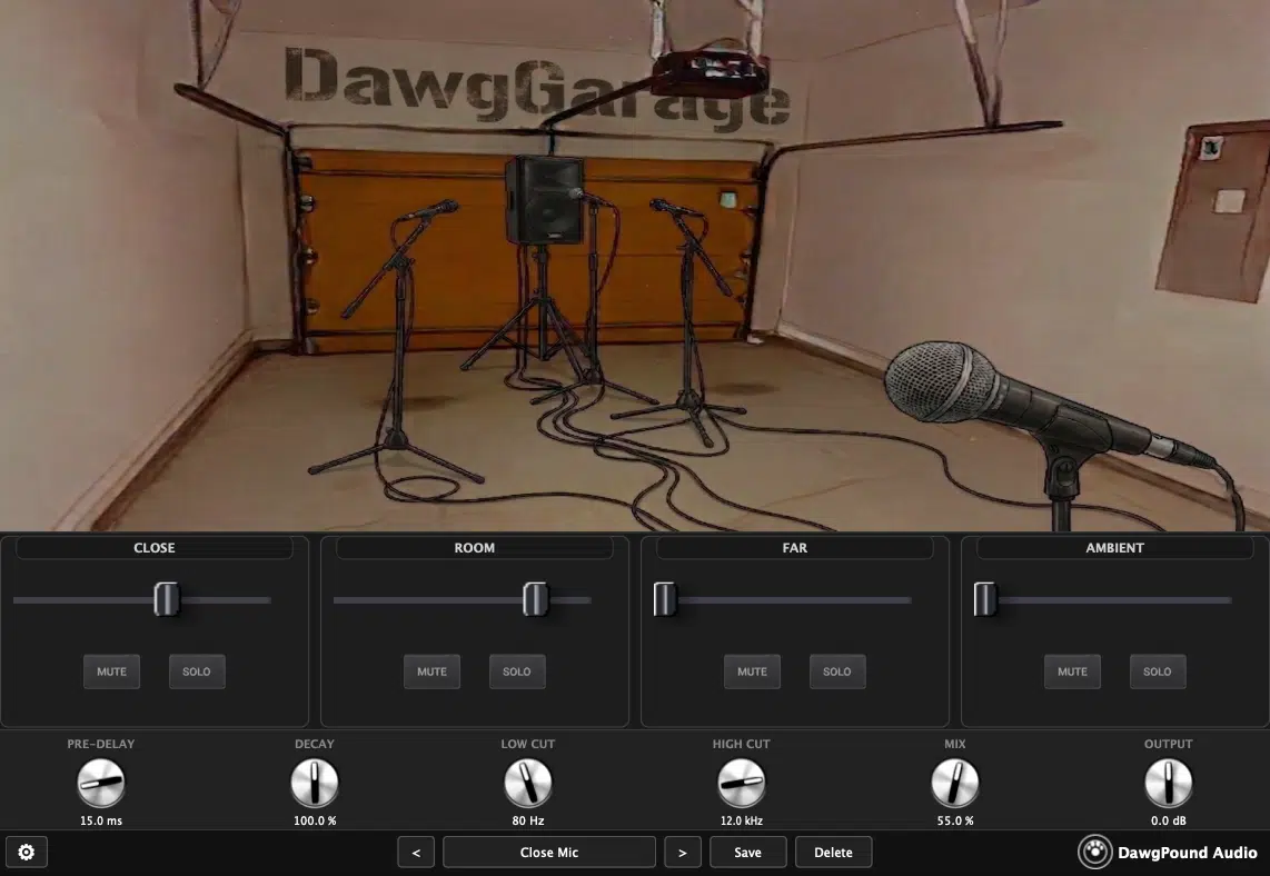 DawgGarage Reverb plugin interface