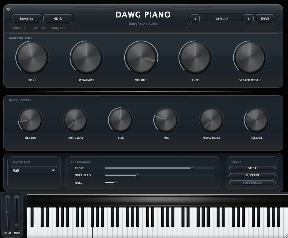 DawgPiano Pro plugin interface
