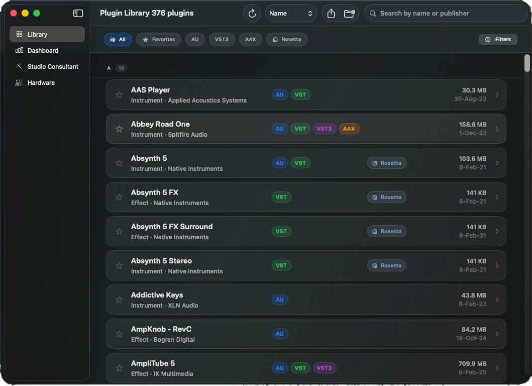 Plugin Vault interface